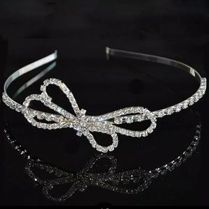 🌟 Rhinestone Bow Wedding Party Headband Bridal Tiara